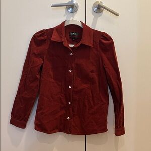 A.P.C. Burgundy Long Sleeve Shirt